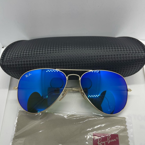 New Ray ban Aviator gold with Flash Blue MIrror 58 - Picture 5 of 8